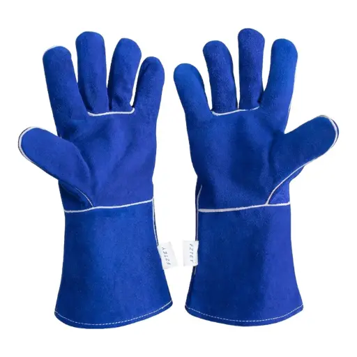 GUANTES DE CUERO AZUL TRABAJO SOLDADURA y  